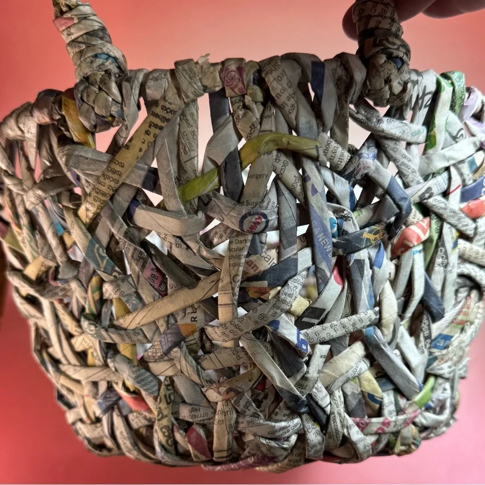 Trader Joe's Recycled Newspaper Hand Woven Basket